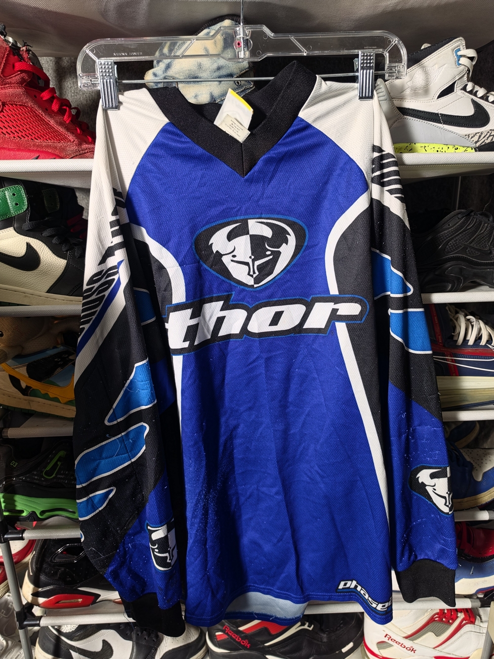 🔥 Thor Men Size S Blue & Black Motocross Jersey MX Dirt Bike